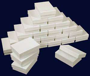 25 WHITE SWIRL COTTON FILLED GIFT BOXES 3 1/4 X 2 1/4  