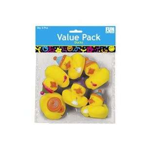 6 pack of Birthday Party Theme Rubber Ducks Toys & Games