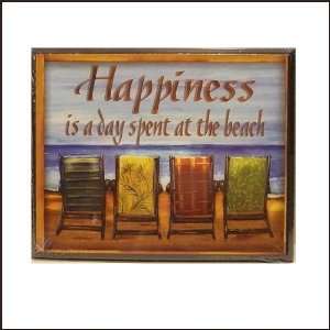  Happiness is a day spent at the beach Wood Sign