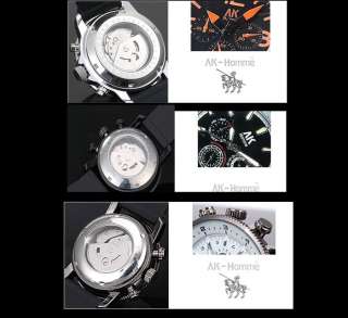   Mens Automatic Mechanical Rubber Band Design Army Minitary Wrist Watch