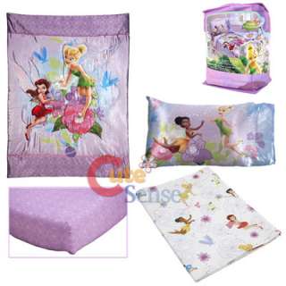 Disney Tinkerbell Fairies Toddler Bedding Comforter Set   4pc 