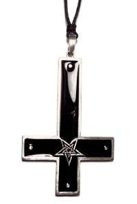 LARGE Black Inverted Cross Pentagram Gothic Satanic Black Magic 