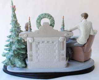 Large Lladro Family Christmas w Wooden Base  