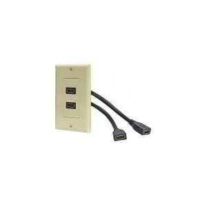  Dual HDMI Pigtail Designer Style Wallplate Ivory HDMI 1.3a 
