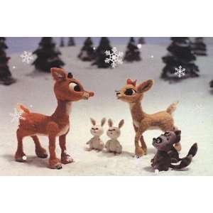 Greeting Card Christmas Rudolph the Red nosed Reindeer Family and 