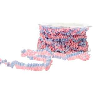   Wide Ribbon, Pink and Light Blue Satin Ruffle: Arts, Crafts & Sewing