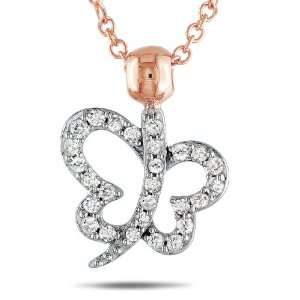   Pink Gold 1/8 CT TDW Diamond Necklace With Chain (G H, I2 I3) Jewelry