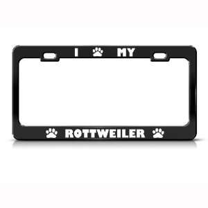  Rottweiler Dog Dogs Black Metal license plate frame Tag 