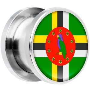  12mm Stainless Steel Dominica Flag Saddle Plug Jewelry