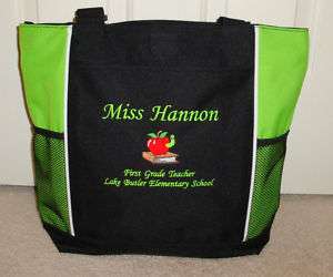 TOTE BAG Personalized Zippered Teacher Librarian Books  