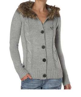 Grey (Grey) Voi Fur Trim Hooded Cardigan  234788904  New Look