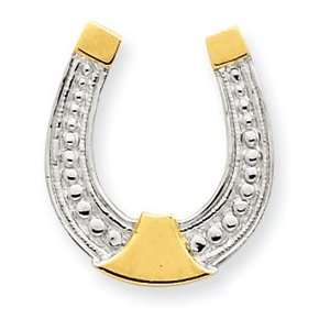   IceCarats Designer Jewelry Gift 14K & Rhodium Polished Horseshoe Slide