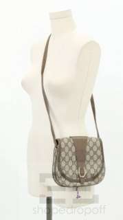 Gucci Vintage Brown GG Plus Canvas & Leather Small Shoulder Bag  