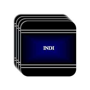Personal Name Gift   INDI Set of 4 Mini Mousepad Coasters (black 