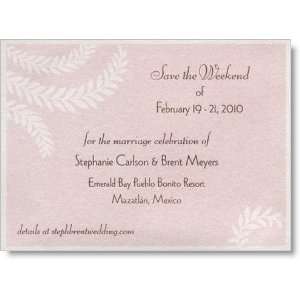  Pink Shimmer Palm Frond Save the Date Card