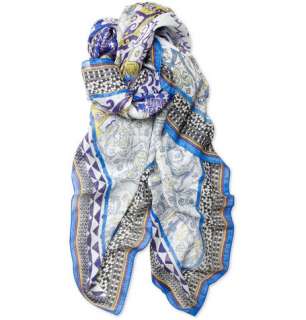    Printed scarves  Bombay Printed Linen and Silk Blend Scarf