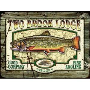  Two Brook Lodge Metal Sign, hunting fishing and outdoors 