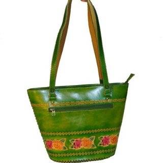 Unique Cowhide Leather Handbag, Flower Pattern Embossed, Handmade and 