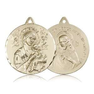  14K Solid Yellow Gold O/L Of Perpetual Help Medal 1 3/8 X 1 1/4 Inch