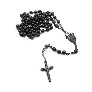  DEVOTION Black Stainless Steel Rosary Necklace Jewelry