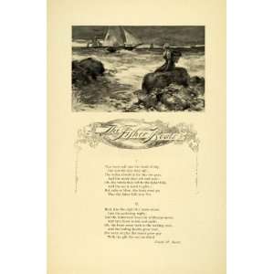  1895 Print Fisher Boats Frank H. Sweet Poem Sailboat Ships 