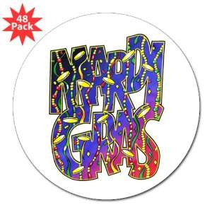 Lapel Sticker (48 Pack) Mardi Gras Fat Tuesday Celebration with 