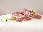 NEW Diamante /Crown/ Real leather dog collar Leash Set ! 12  15 M 