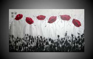 195*110 Acryl Bild Übergroß Abstrakt Kunst Malerei Mohn Blumen Weiß 