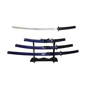  Blue Samurai 3 Pc Sword Set With 39 1/2 Katana 29 Wakizashi 
