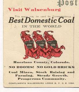 1896 WALSENBURG CO COAL CO OLD ADV POSTCARD PC4921  