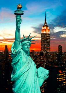 3D Postkarte The Statue of Liberty and New York, USA  