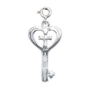  Solid Sterling Silver Love Key with Cross on Center, Comes 