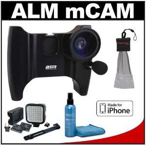  ALM mCAM Stabilizer Mount (Black) with Video Lens & Mic + LED Video 