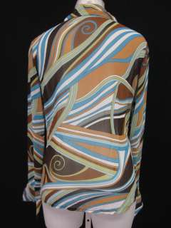 Multi Colored Abstract Print Blouse Sz M  
