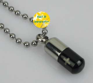 Mens bullet stainless steel pill container Pendant 38  