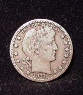 1911 S Barber Silver Quarter VF Collection Ready  