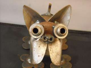 Welded Scrap Metal Dog Sculpture googly eyes  