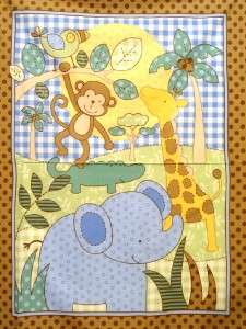 New Monkey Elephant Fabric Wall Panel Baby Nursery Blue  