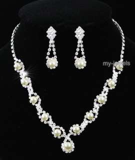   Wedding Ivory / Cream Faux Pearl Necklace Earrings Set S1164  