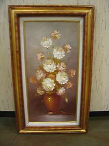 Robert Cox Signed Oil on Canvas Floral Still Life Painting  