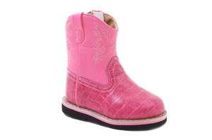   Infants Toddler Hot Pink Cowgirl Cowboy Chunk Leather Boots 4 5 6 7 8