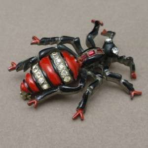 Ant Pin Vintage Coro Brooch 1930s Pot Metal Enamel Insect Bug  