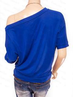 New Womens Funky One Shoulder Short Sleeves Blouse Shirt Top  
