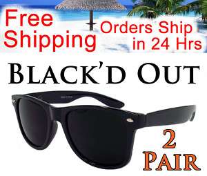 WAYFARER Sunglasses BLACKD OUT Lens DARK BLACK 2 PAIR  