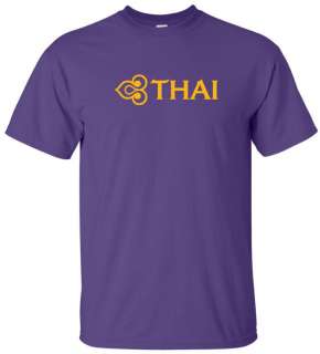   Purple t shirt in cool cotton with a Yellow Vintage Airline Logo