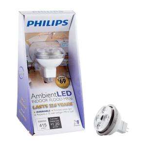 Philips 10 Watt (35W) LED MR16 Flood GU5.3 Base Bright White (3000K 