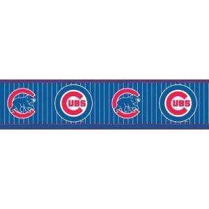 The Wallpaper Company 6.5 in x 15 ft Red, White And Blue Chicago Cubs 