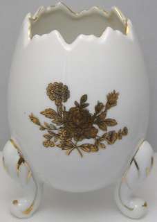 Napcoware Vintage 3 footed Egg Vase Japan Gold Embossed  