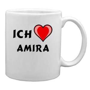 Keramische Tasse mit Ich liebe Amira Schrift  Küche 