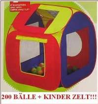  Outdoor Shop   Kinder Zelt Pop Up + 200 Stück Bälle Bällebad Ball